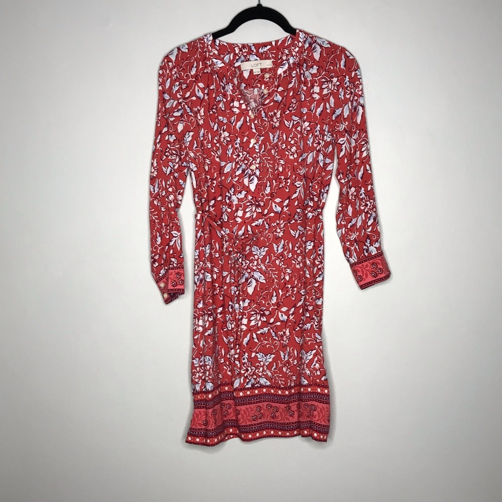 Loft Floral Shirt Dress w/ Belt Petite XXS